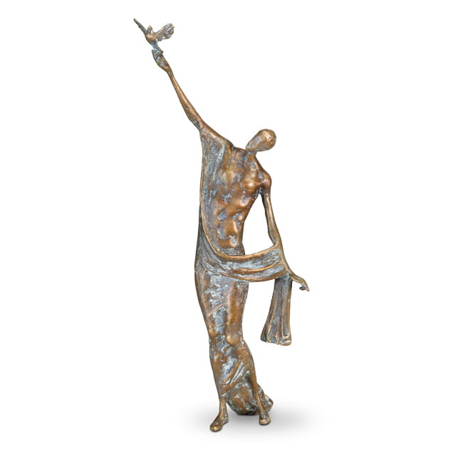 Bronzen sculptuur met duif