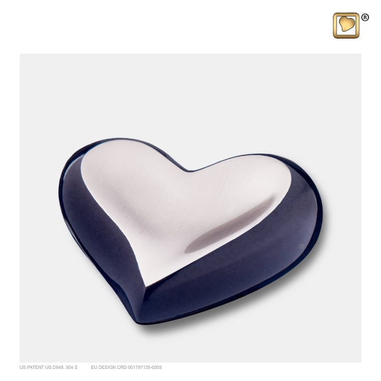 Mini Urn Hart Midnight Black Met Zilver Mini Urn Hart Midnight Black Met Zilver