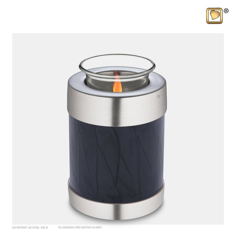 Urn Met Waxinelichtje Zwart Gemarmerd Urn Met Waxinelichtje Zwart Gemarmerd