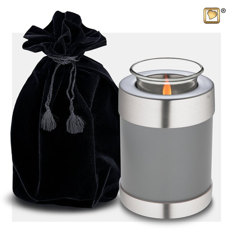Urn Met Waxinelichtje Grijs Urn Met Waxinelichtje Grijs