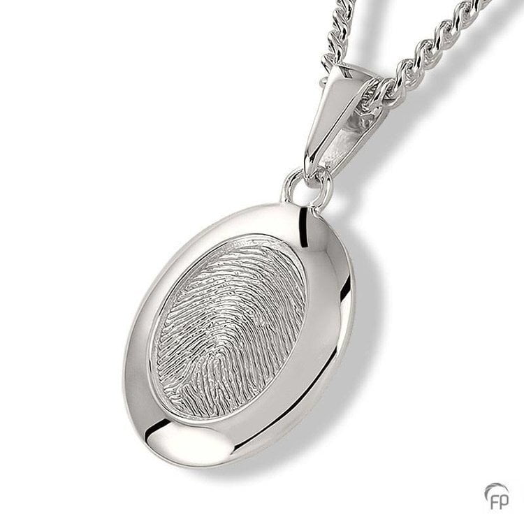 Hanger met fingerprint 925 zilver ovaal Hanger met fingerprint 925 zilver ovaal