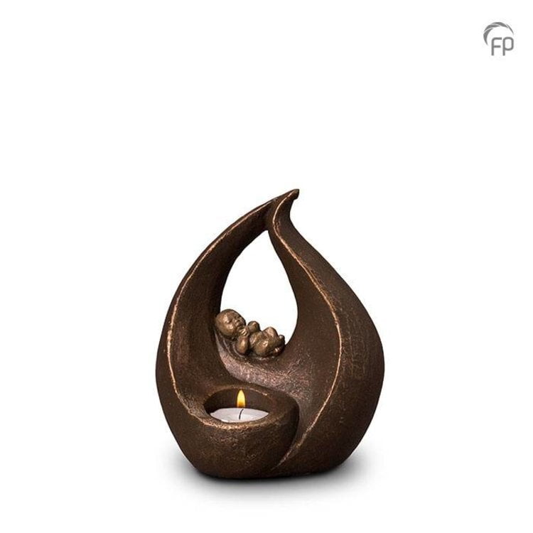 Keramische urn brons Geborgen traan Keramische urn brons Geborgen traan
