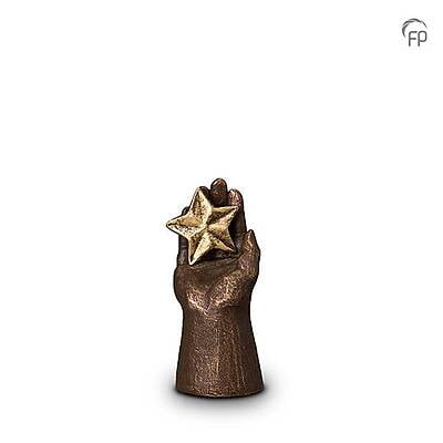 Keramische urn brons Hand met ster