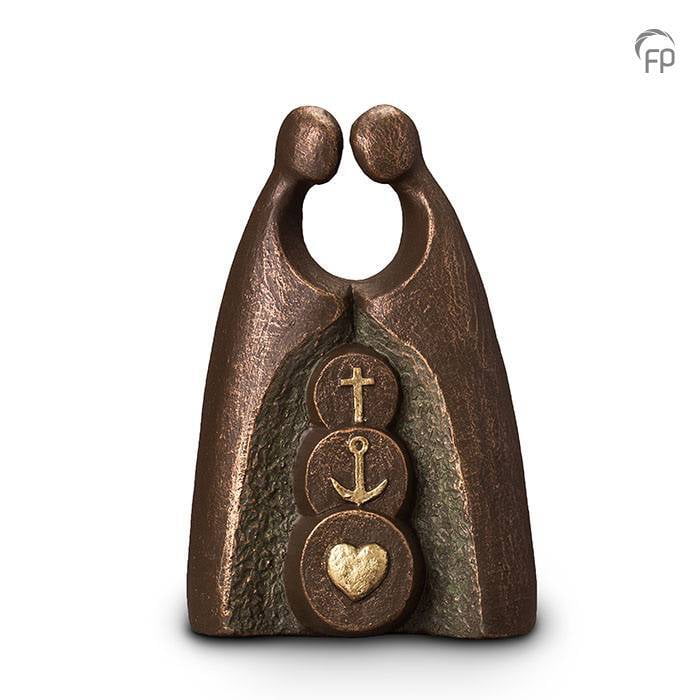 Keramische urn brons Geloof, hoop liefde Keramische urn brons Geloof, hoop liefde