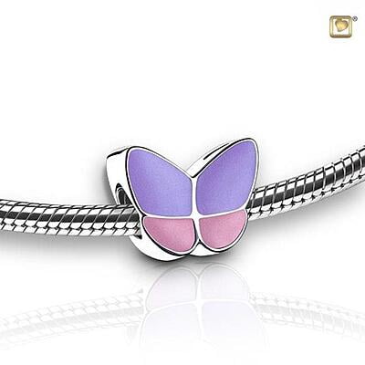 Assieraad bead Butterfly paars roze