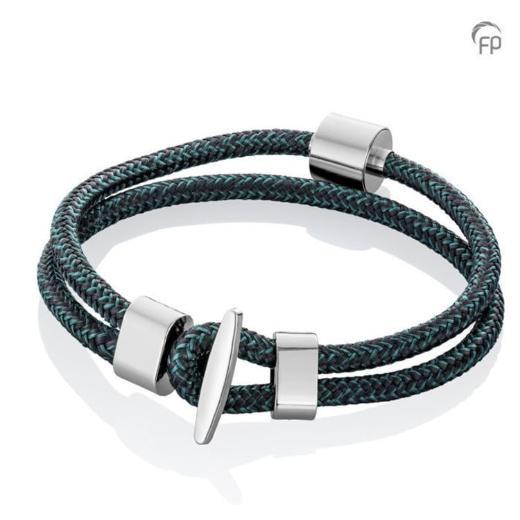 Tadblu Barrel bracelet Nautisch Koord Zwart-Petrol Tadblu Barrel bracelet Nautisch Koord Zwart-Petrol