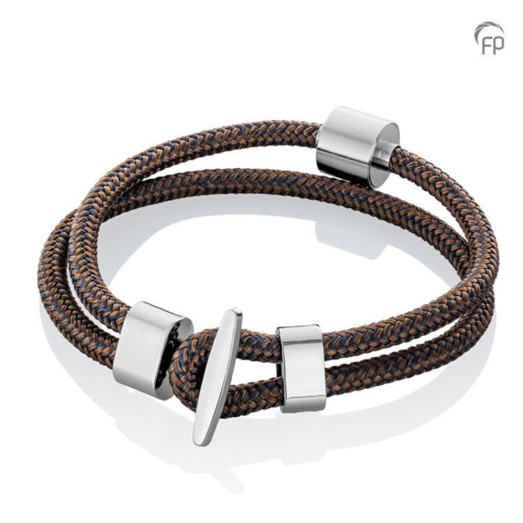Tadblu Barrel bracelet Nautisch Koord Bruin-Navy Tadblu Barrel bracelet Nautisch Koord Bruin-Navy
